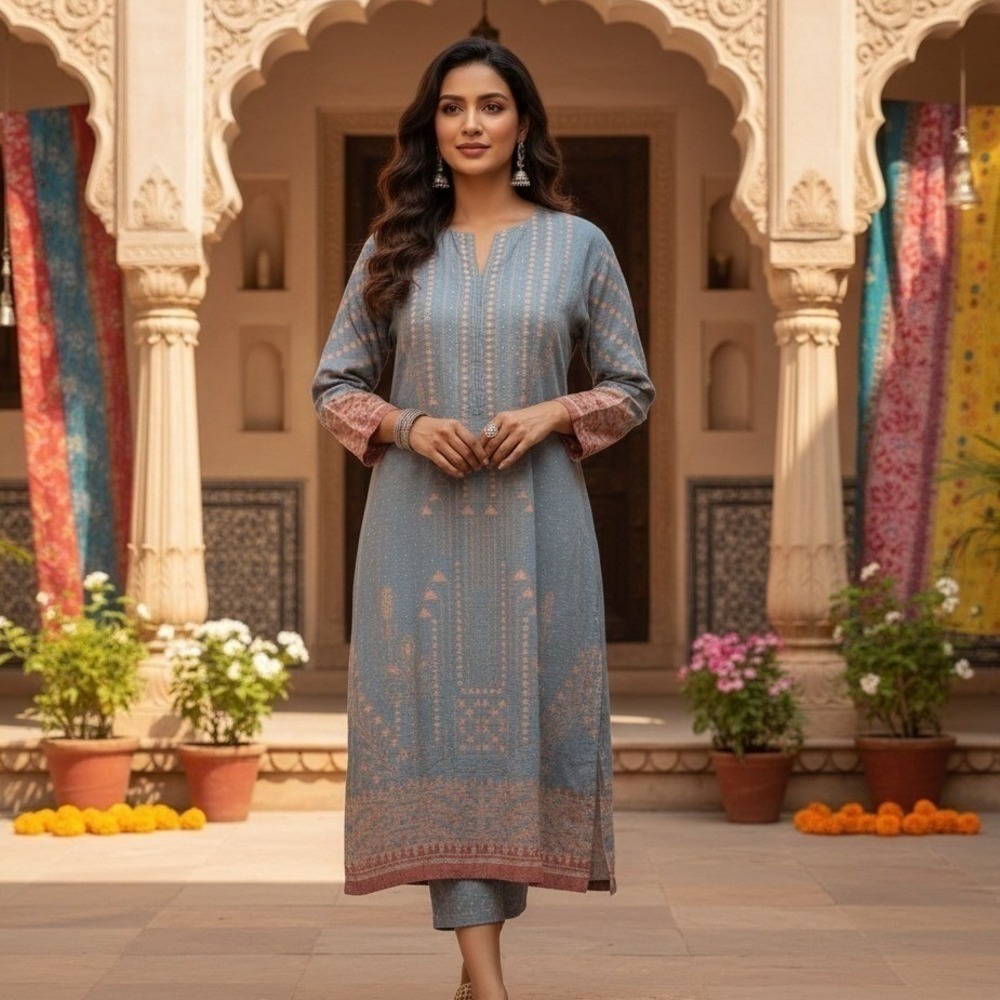 Pakistani Kalkaram Studio Long Sleeve Dress Women's M Shalwar‎ Kameez Bollywood